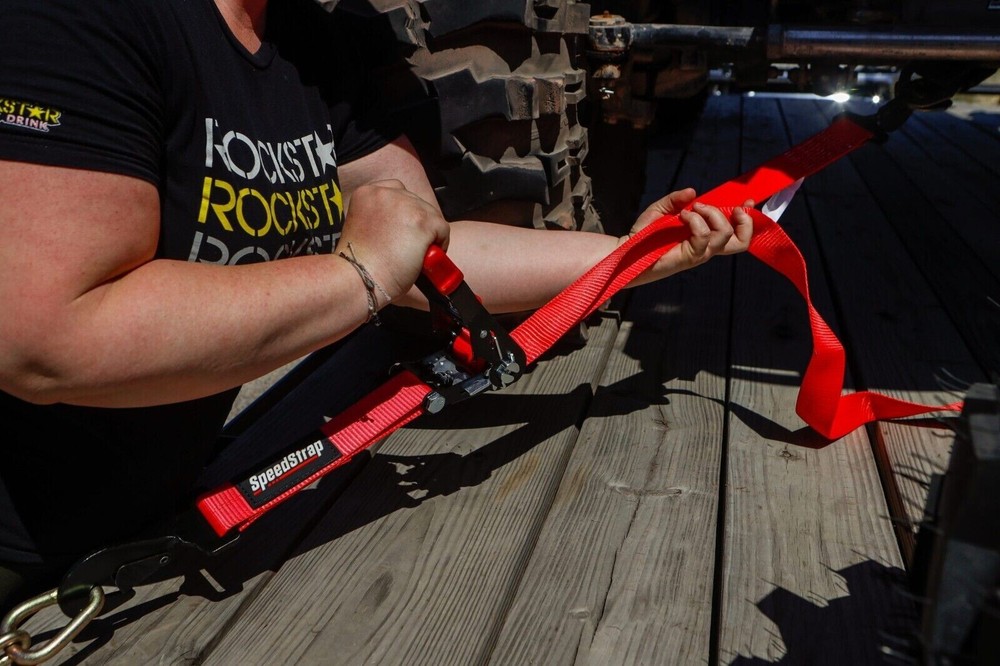 SpeedStrap Heavy Duty Red 2"x10' Ratchet Tie-Down W/ Floating Snap Hook