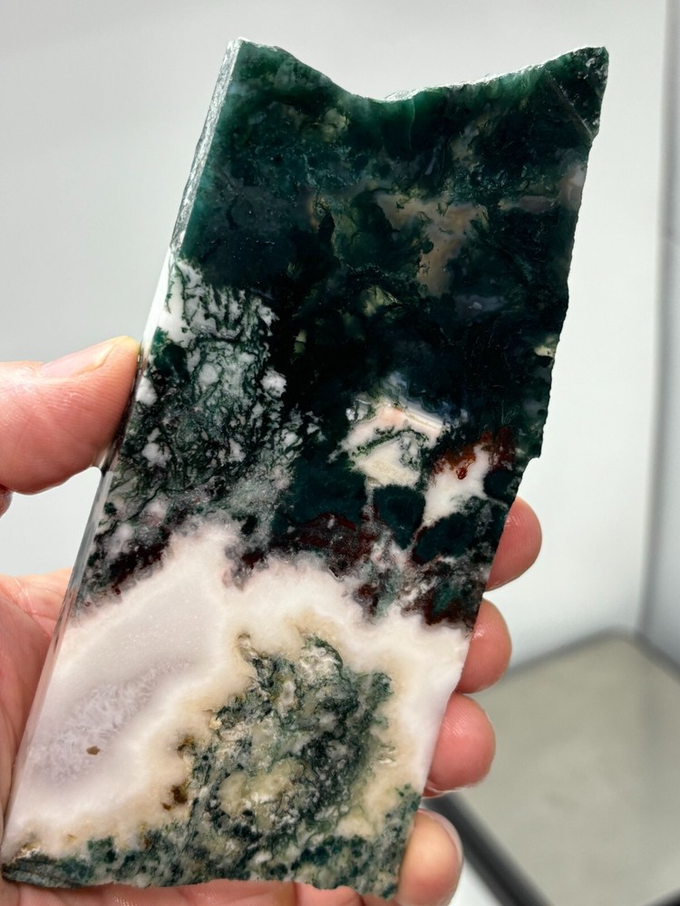 Semi-translucent Moss Agate Slab Cabbing Lapidary Carving Combo Ship Avail