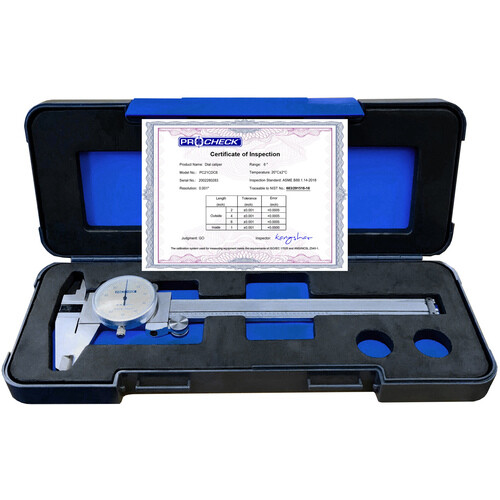 12" Dial Calipers Inspection Certified White Face Fitted Case Precision Procheck