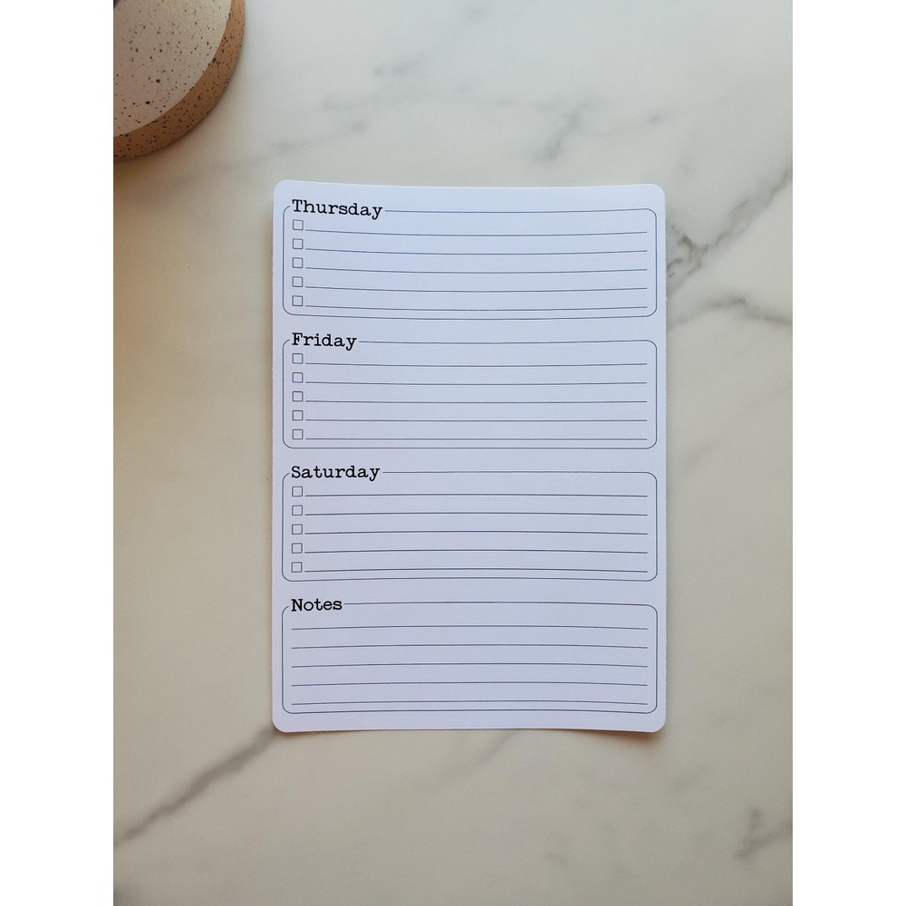 Weekly Two Page Undated Checklist Planner Stickers