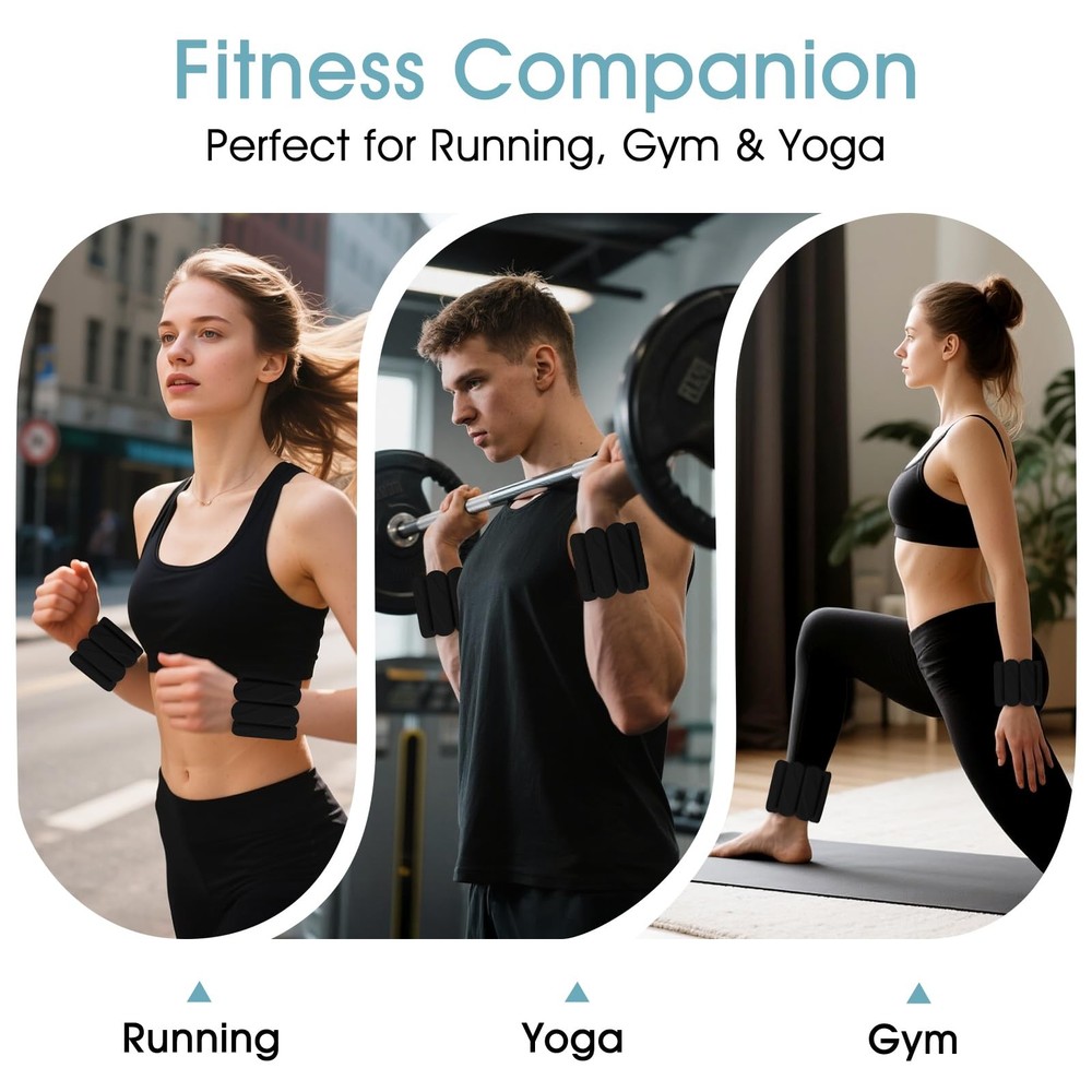 Wrist Weights – Ankle Wrist Weights for & Men – Adjustable Weighted Bangles S...