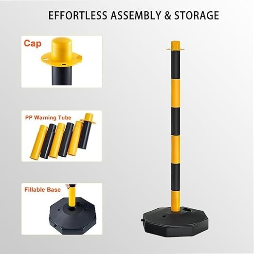 10 Pack Cylindrical Cone Portable Delineator PostCones with Fillable Base