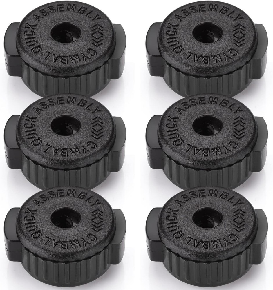 6PCS Black Plastic Cymbal Nuts 8mm Quick-Set for Percussion Drum Kit Replacement