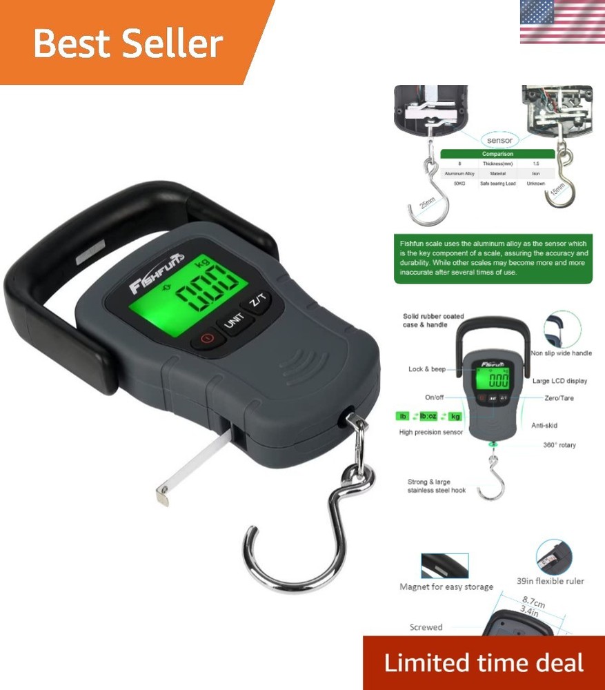 Digital Fish Scale, Electronic Hanging Fish Weight Scale with Large Handle & ...