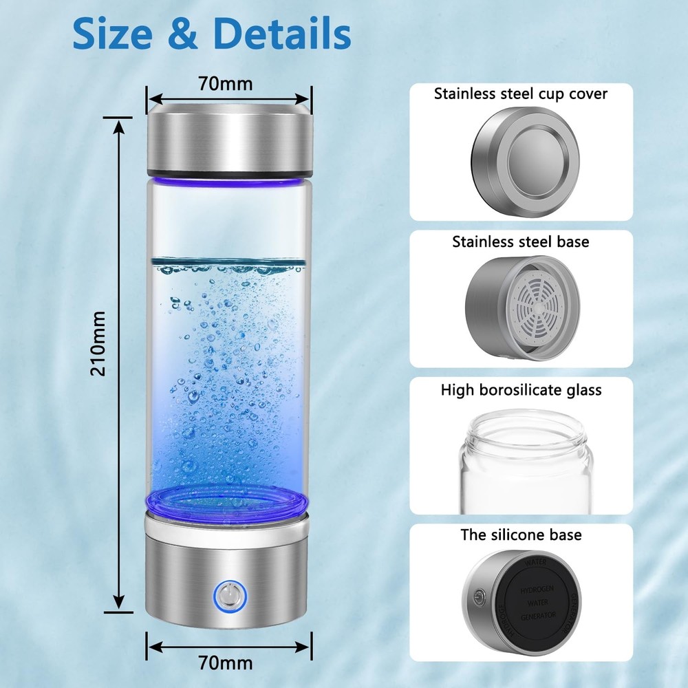 Hydrogen Water Bottle Generator | Portable & Rechargeable | Silver Ionizer Machi