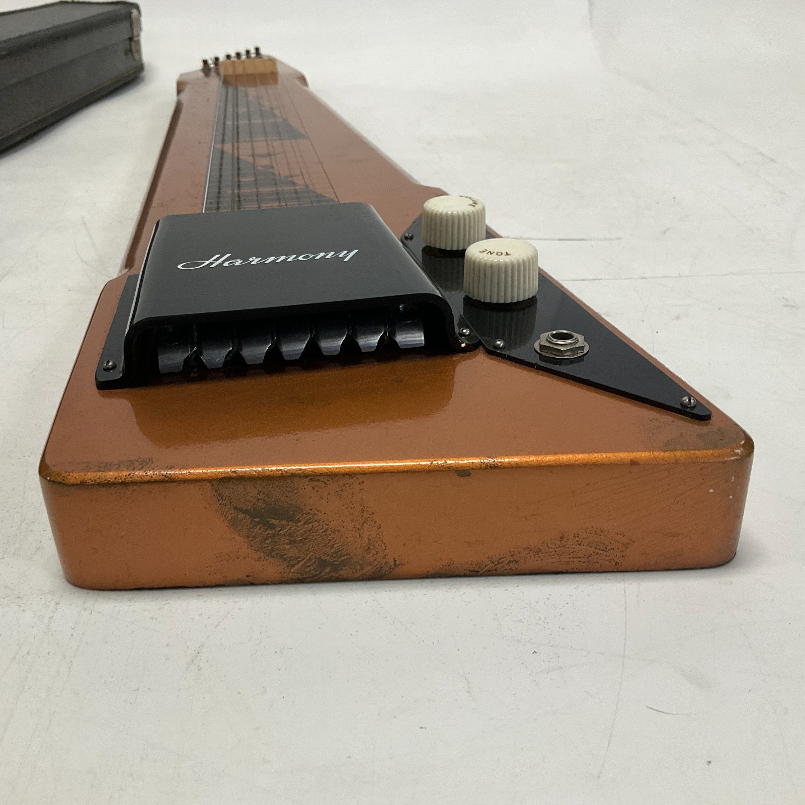 Vintage 1960s Harmony H-1 Lap Steel Electric Guitar Copper with Case