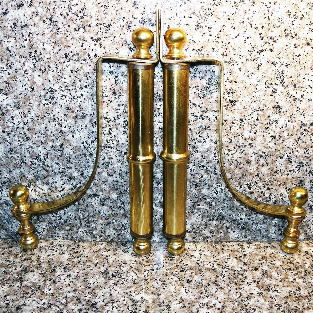 VINTAGE PAIR SMALL 11"X 7" VICTORIAN SOLID BRASS SHELF SUPPORT BRACKETS