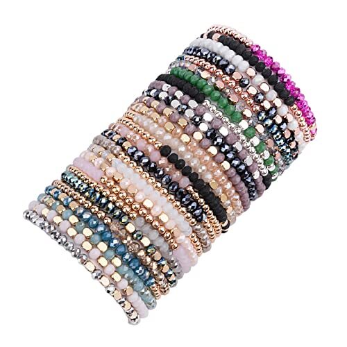WAINIS 27-28Pcs Delicate Boho Beaded Bracelet Multi Layer Versatile A:27 Pcs