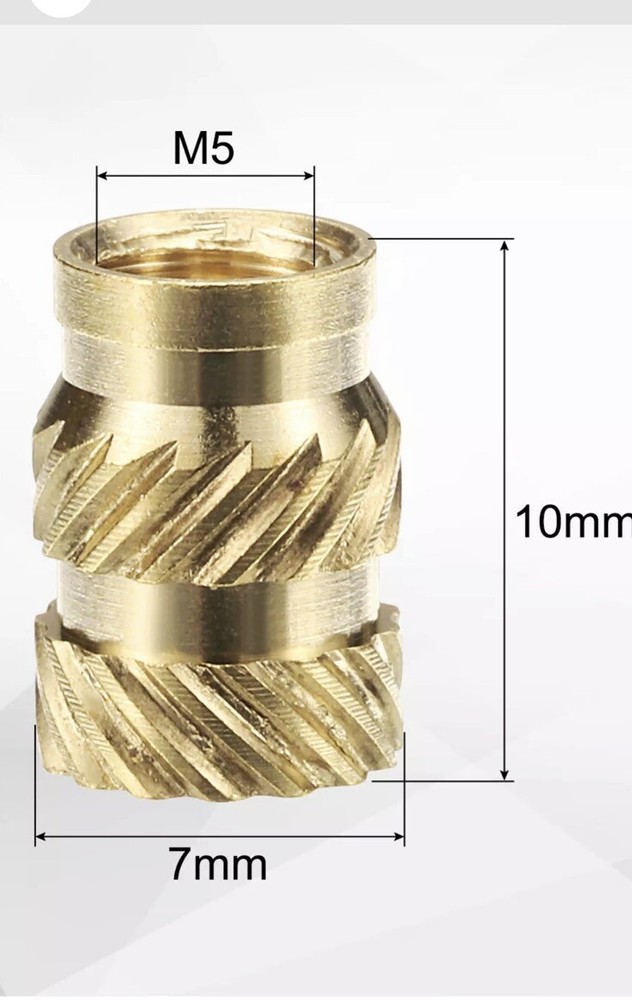 200 Pc M5 Threaded Inserts Brass Heat Set Insert M5x10mm, OD 7mm Knurled Nuts