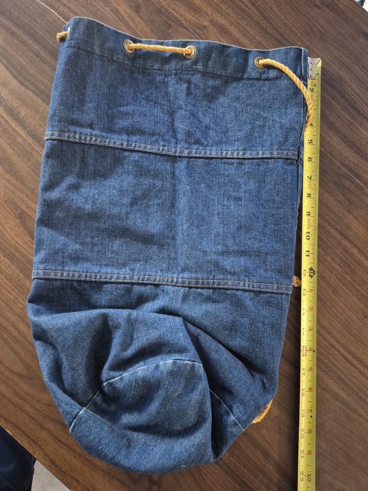Vintage Tote Drawstring Denim Bag - Unknown Mfg