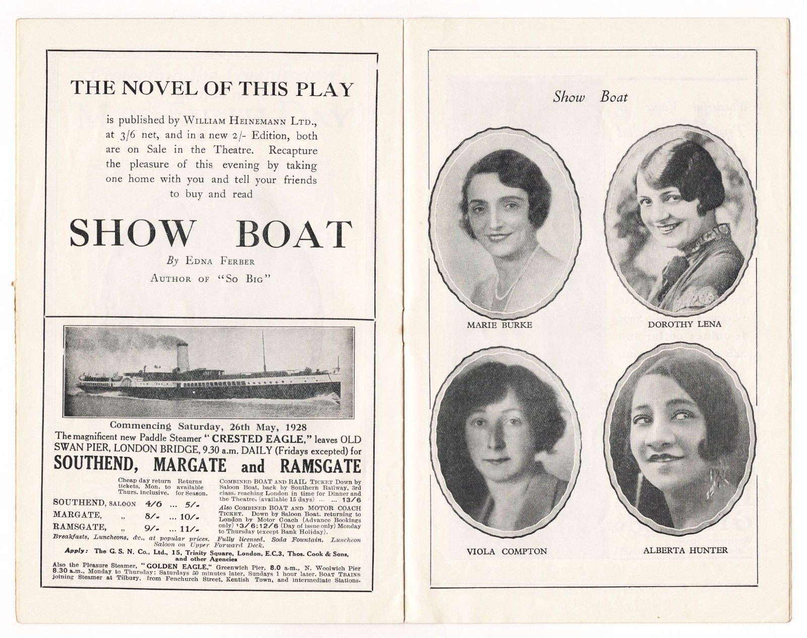 Paul Robeson "SHOW BOAT" Edith Day / Jerome Kern / May 1928 London Playbill