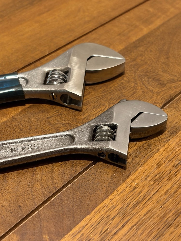 Vintage Klein Tools Adjustable Wrenches 8” 10” 2pcs