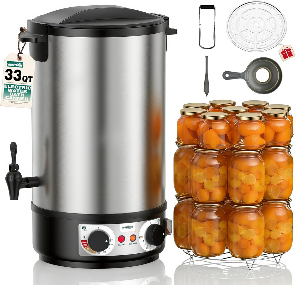 Water Bath Canner - 1800W 33QT Stainless Steel Electric Canner, Adjustable Temp