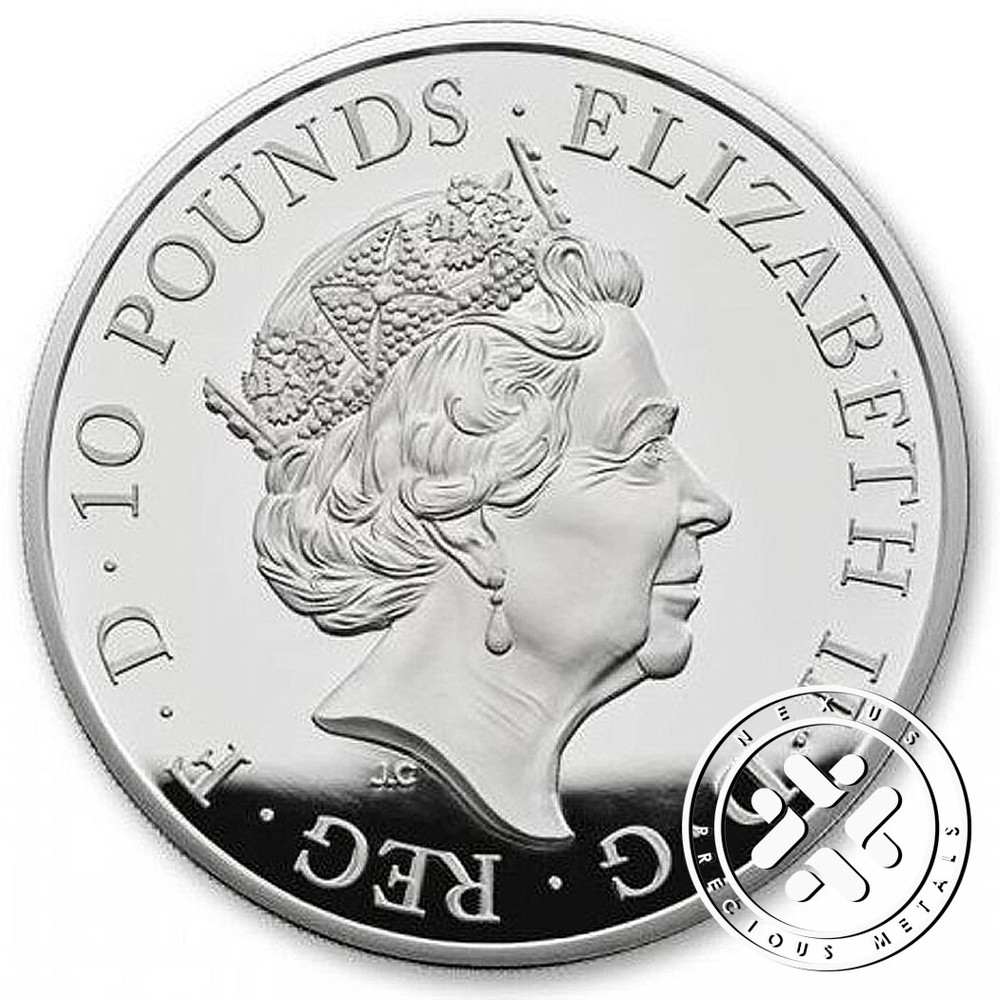 2018 10 OZ SILVER PROOF COIN QUEEN BEASTS RED DRAGON