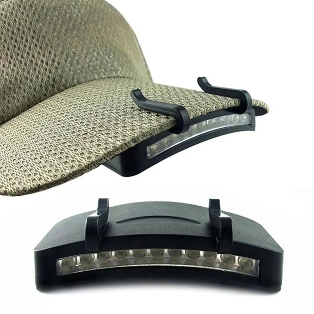 11 LED Beads Mini Cap Clip-on Head Lamp Headlight Hat Mounted Torch Light