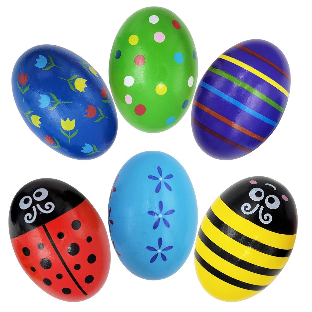 Chochkees 24-Pack Large Smooth Painted Wooden Easter Eggs with