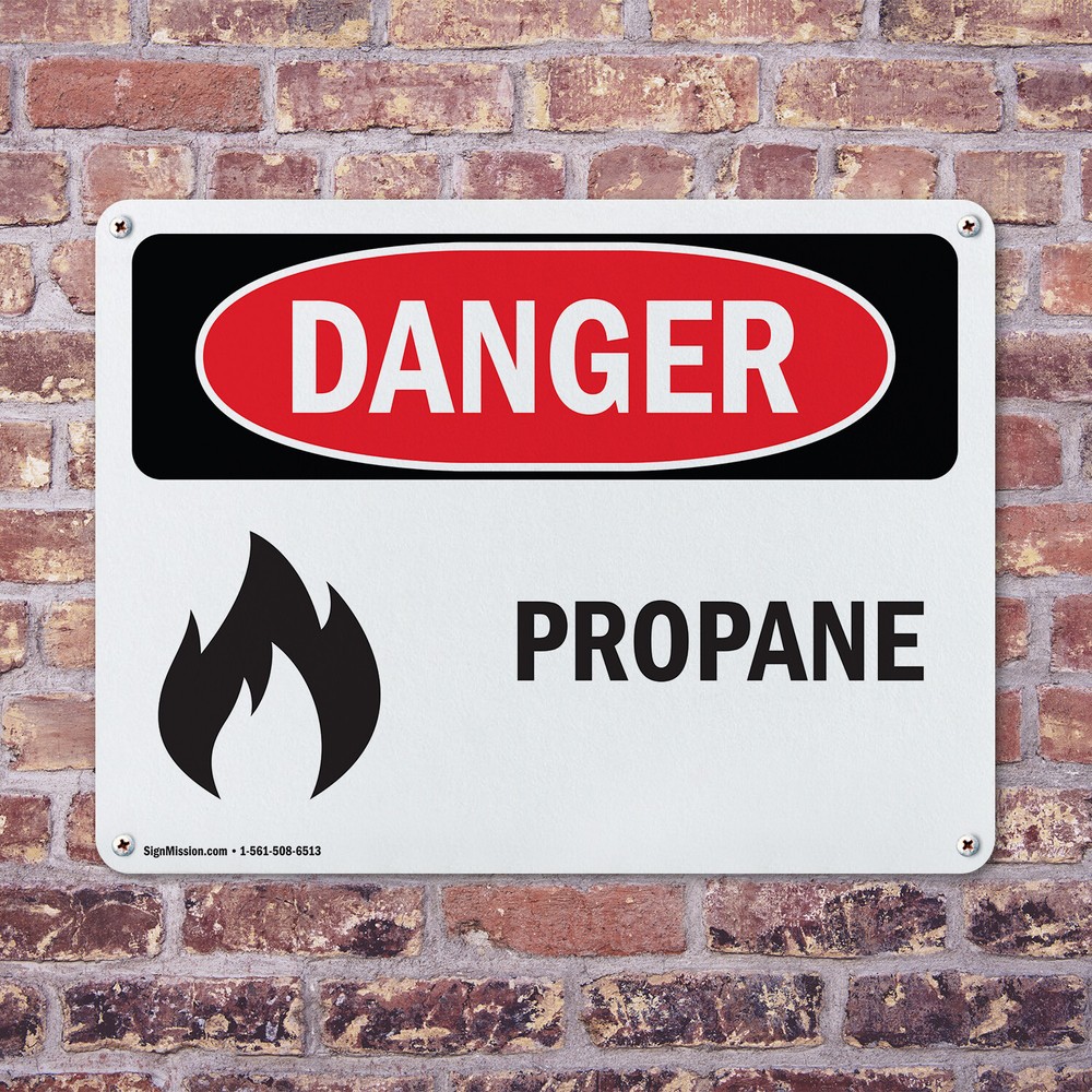 (2 Pack) Propane OSHA Danger Sign Decal Metal Plastic