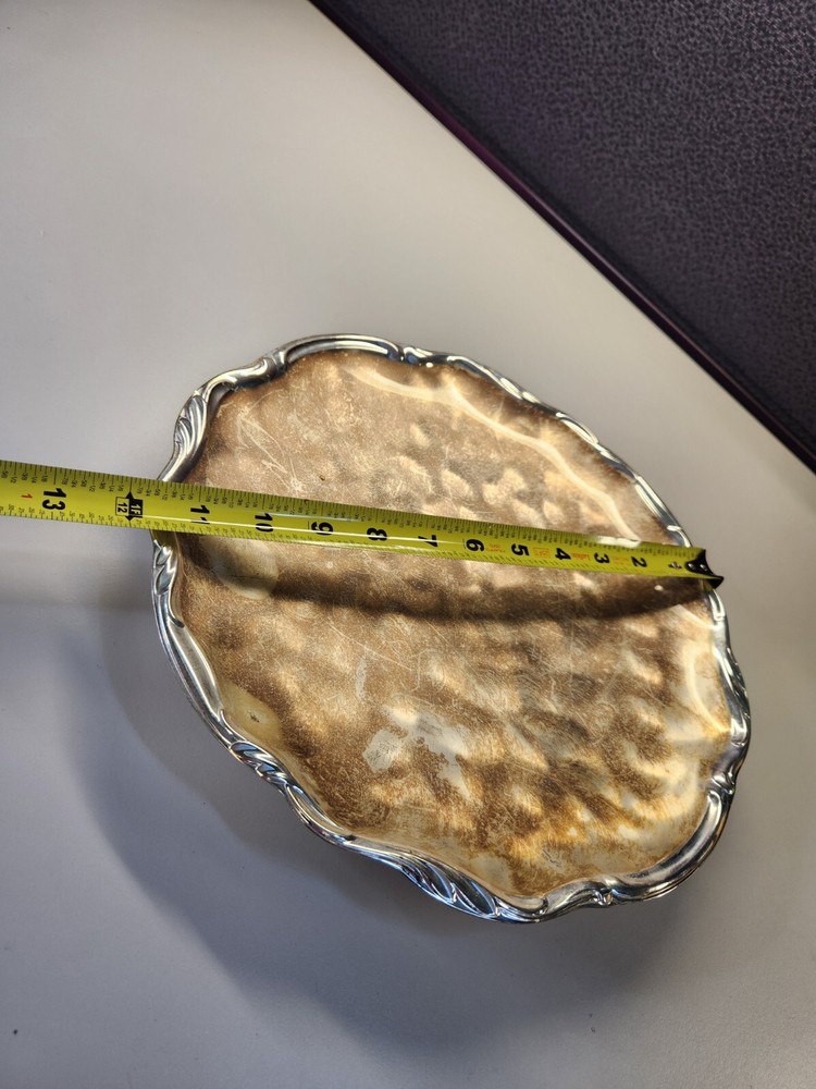 Vintage WMF Ikora Silver Plate Footed Large Serving Tray Swirl Brushed MCM