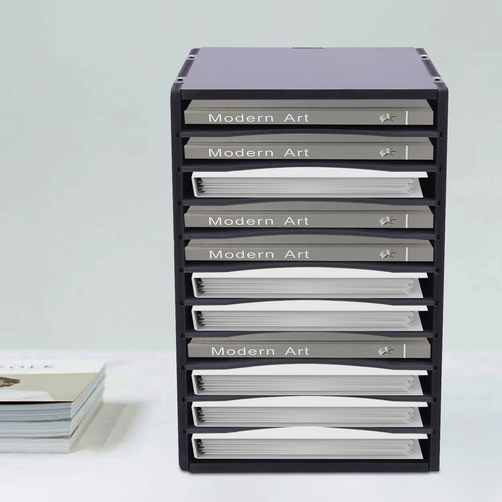 Vertical Desktop Sorter, 11 Compartments, Durable Black Organizer for Letters