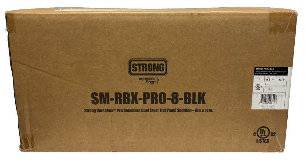 SM-RBX-PRO-8-BLK, Strong VersaBox Pro Recessed Dual Layer Flat Panel Solution