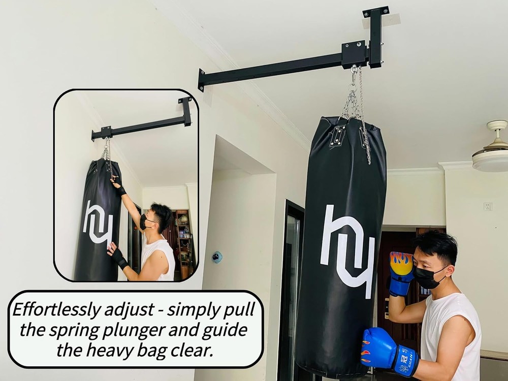 Wall Ceiling Heavy Bag Hanger Roller Mount Saving Space 42'' Long Ease Adjust
