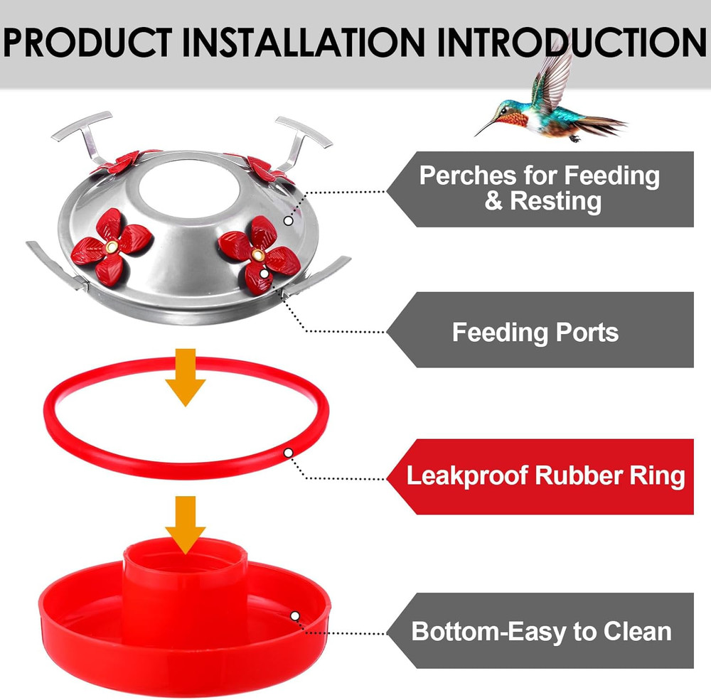 Hummingbird Feeder Seal Replacement - 8 Pcs Ring & Base Gasket