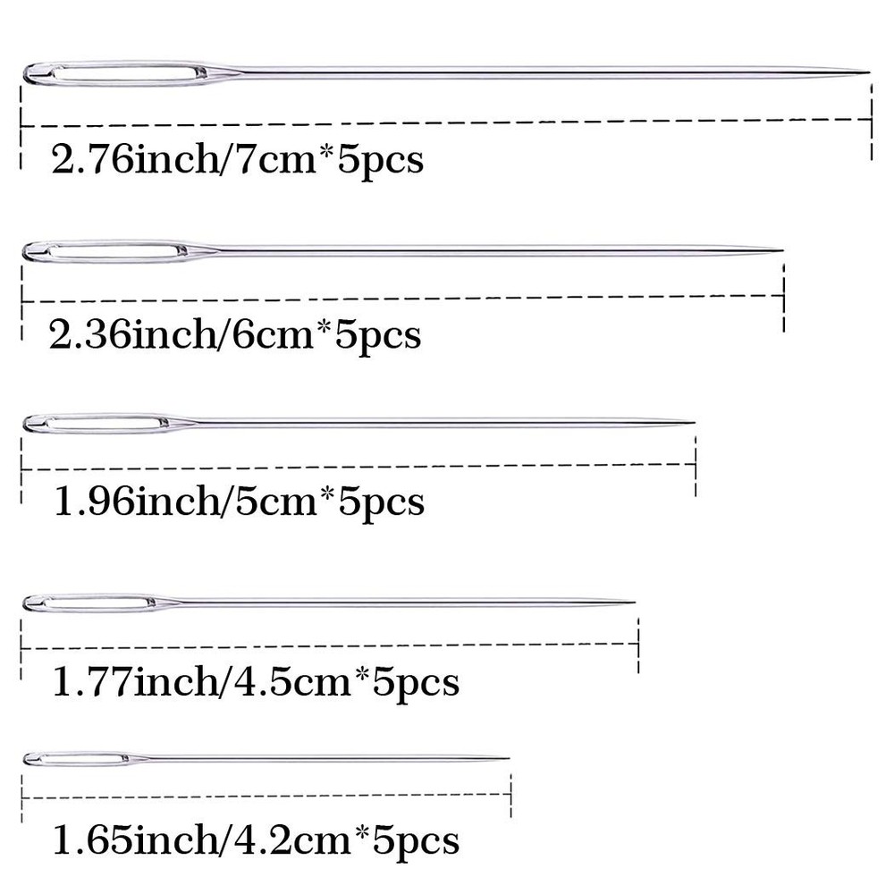 25Pieces Hand Sewing Big Eye Needles Sharp Needle，with Solid Wood Needle Case...