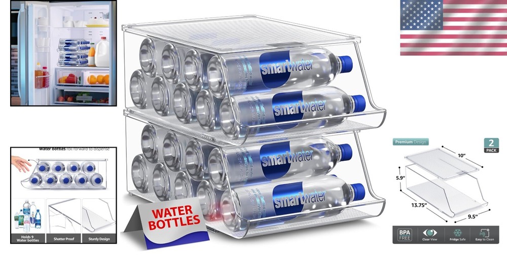 Clear Plastic Drink Organizer for Fridge - Versatile Storage Solution Set of 2