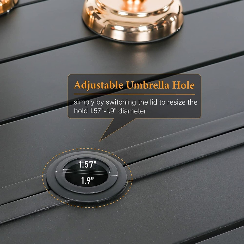 Outdoor Table Patio Dining Table Rectangular Metal Table for 6 Person