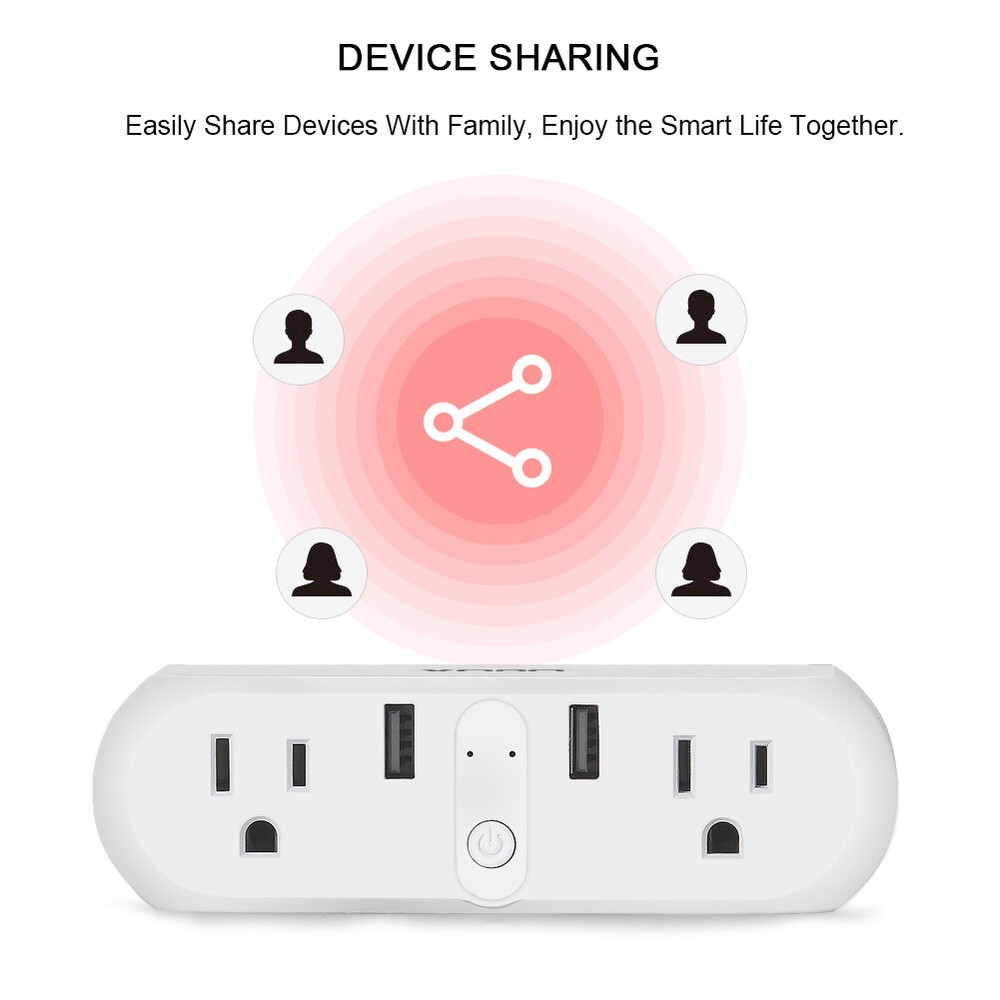 XODO WiFi Smart Plug Power Switch, 2 Outlet 2 USB Alexa Echo Smart Home 2-Pack