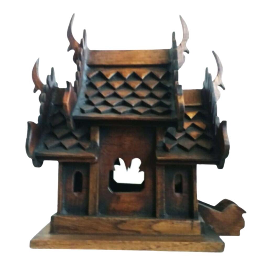 Home Collectibles Thai Small Temple Buddha Wooden Spirit House Buddhist Handmade