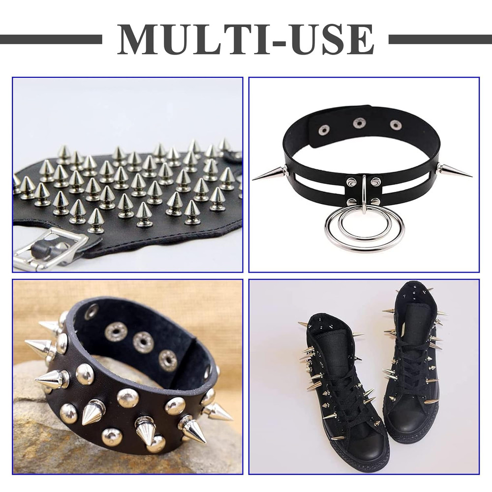200 Sets Cone Spikes and Studs Silver Screwback Studs Rivets Metal Tree Spikes S