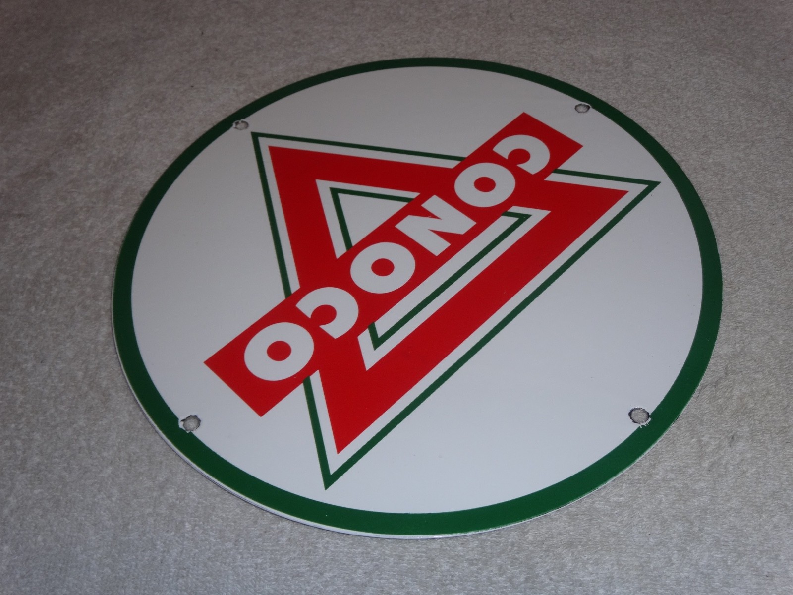 VINTAGE CONOCO ROYAL 11 3/4" PORCELAIN METAL MARLAND GASOLINE, STANDARD OIL SIGN