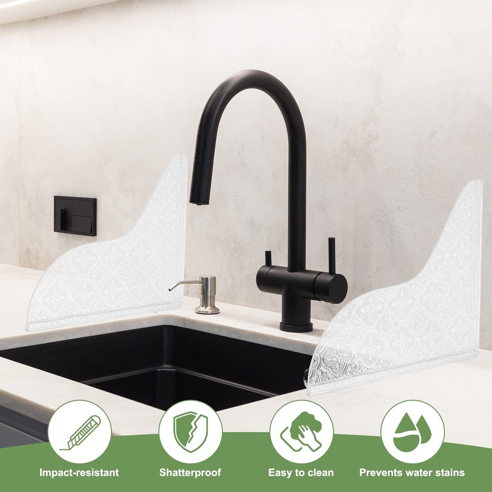 2Pcs Shower Splash Guards, Acrylic Patterned Corner Water Blocker