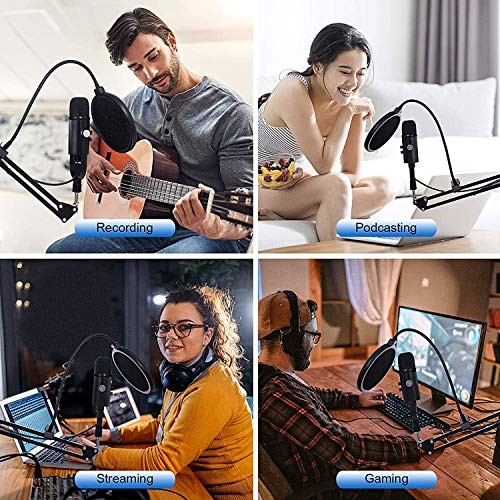 USB Microphone Condenser Computer PC Gaming Mic Podcast Microphone Kit black B