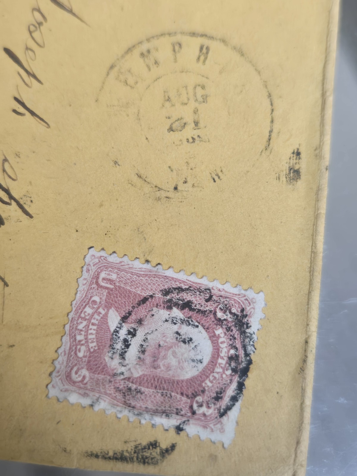 Civil War envelope ONLY Postmark Memphis & Cairo, Ill w/ Red Seal Aug 24, 1862