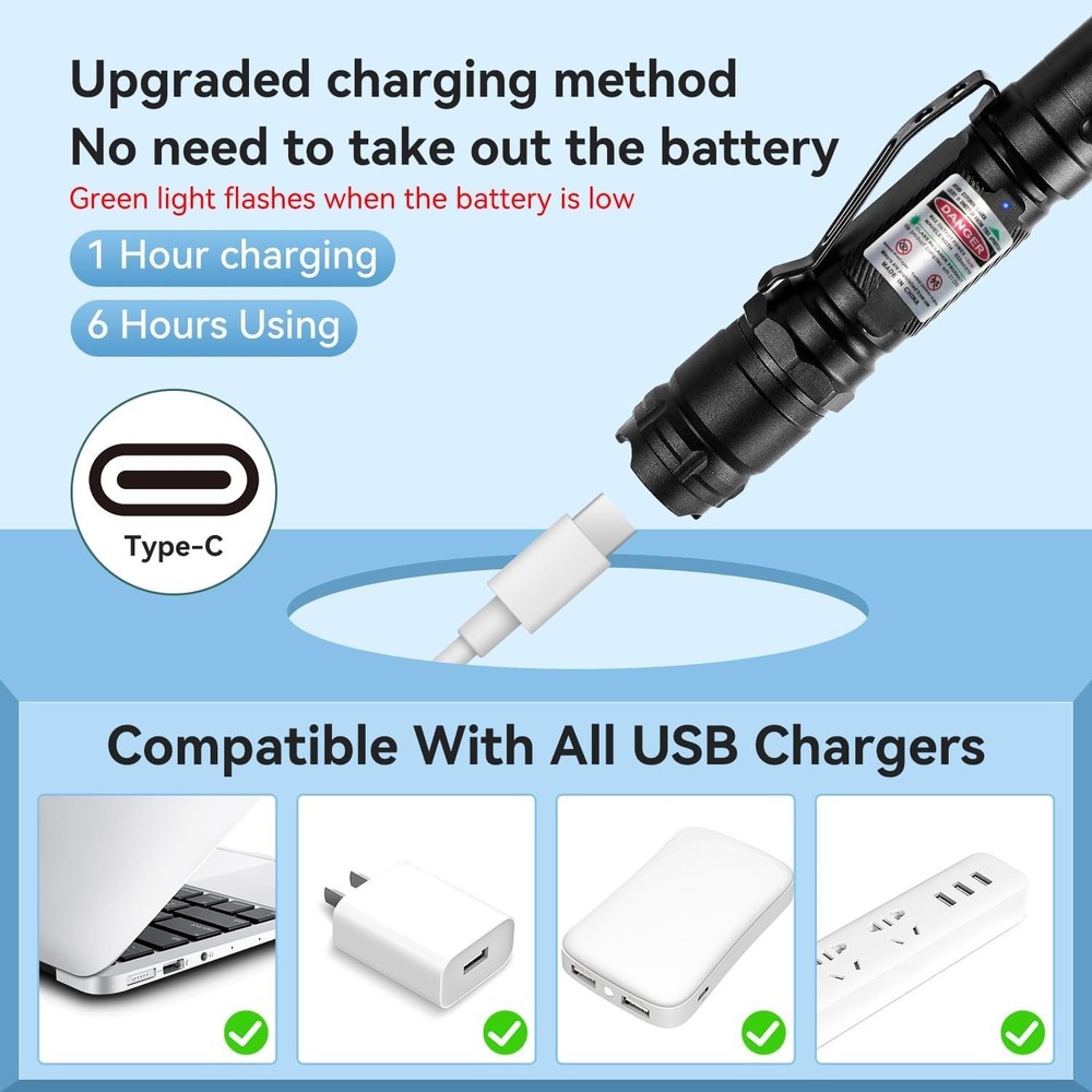 [Professional] Rechargeable Green Laser Pointer High Power Green Beam Light Long