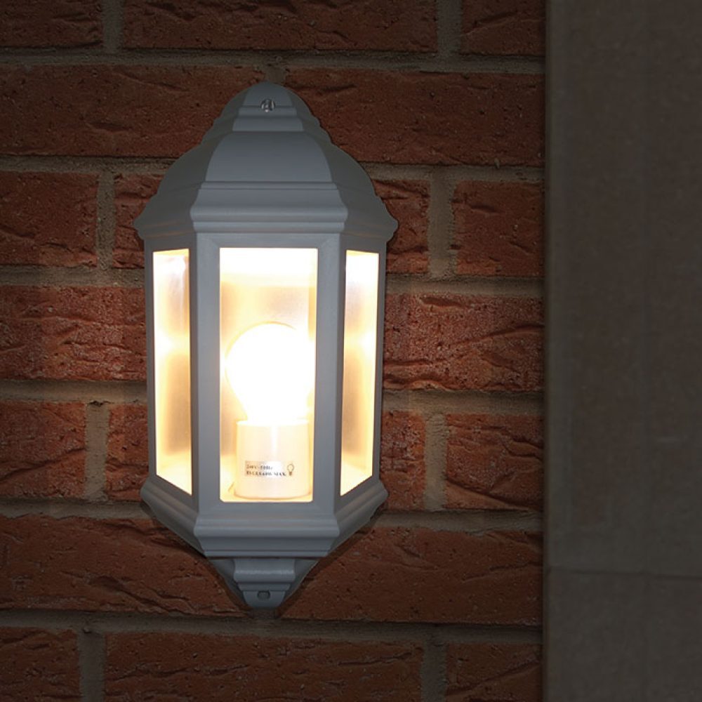 60W Max Polycarbonate Half Lantern - White