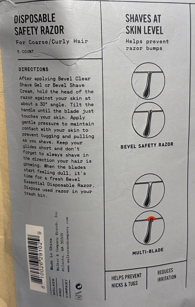 Bevel Essentials Disposable Safety Razor 5 Razors