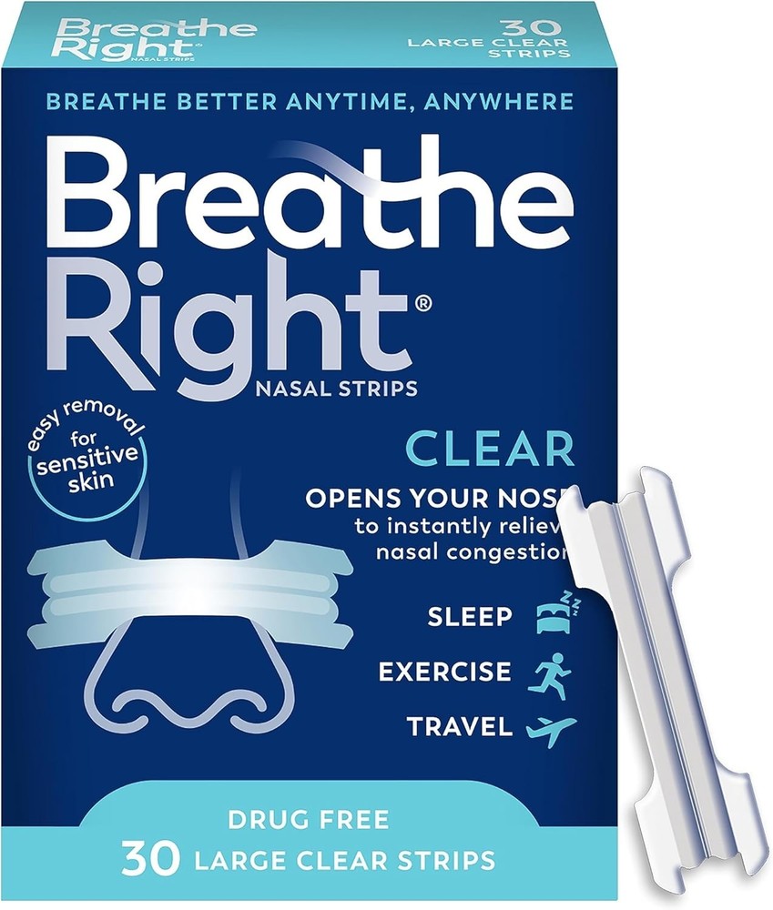 Breathe Right Nasal Strips Clear - Large | 30 Ct
