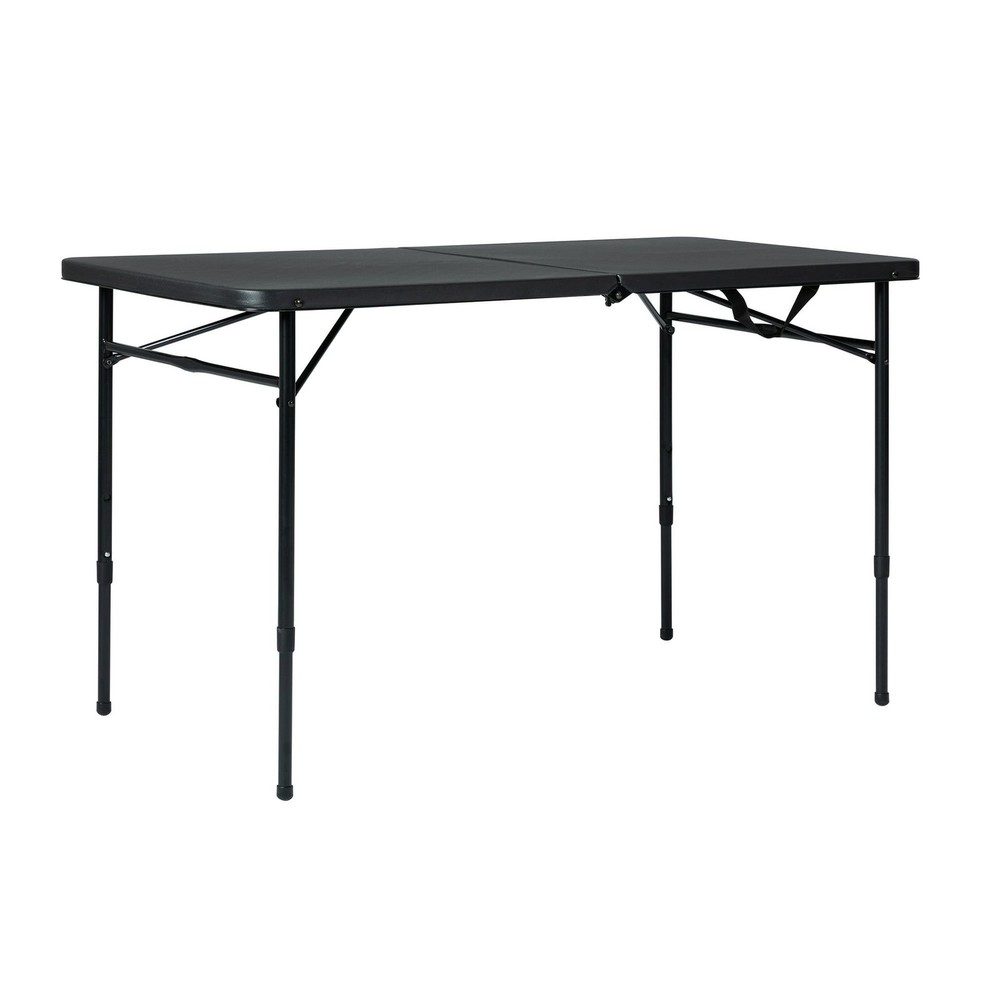 4 Foot Foldable Table Adjustable Height Portable Folding Table Black Finish