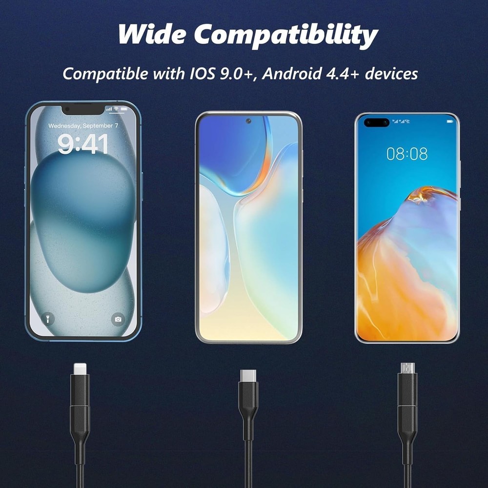 5M Endoscope Camera with Light, 1920P HD Borescope Camera for iOS and Android