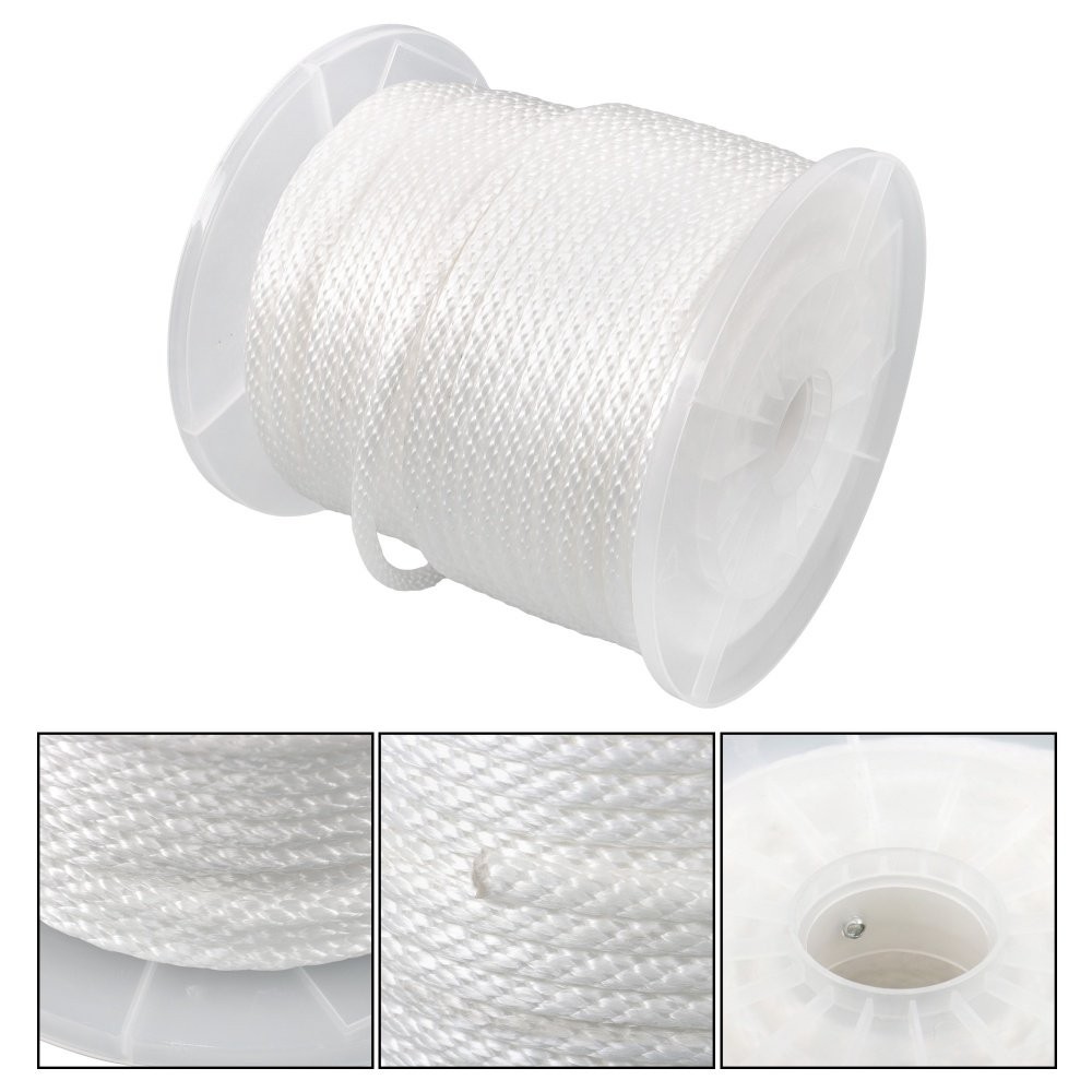 5/16 Inch 250ft White Nylon Solid Braid Rope Abrasion Resistance Multipurpose