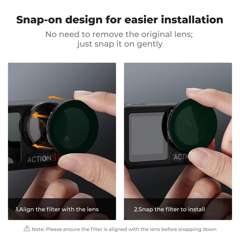 K&F Concept Variable ND2-32 Filter Neutral Density for DJI Osmo Action 5 Pro/4/3