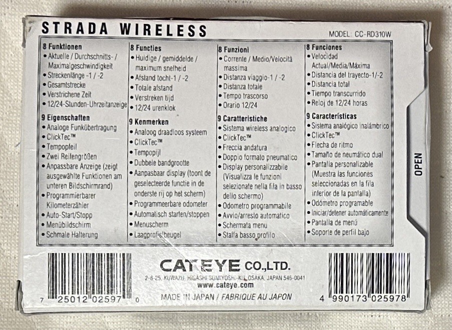 CatEye Strada Wireless CC-RD310W Cycle Computer Road Bike Sensor see description
