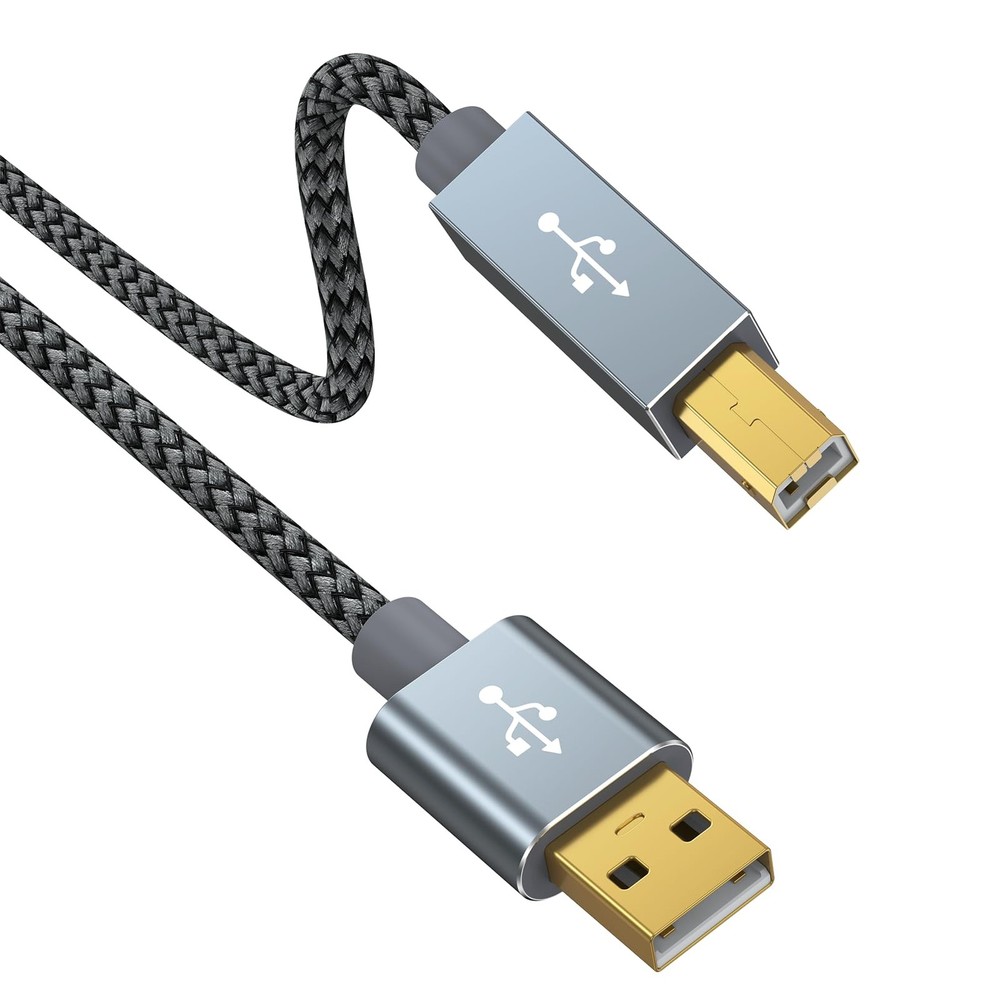 USB Printer Cable 2-Pack, 6 FT USB2.0 Type A-B High Speed 6FT, Grey