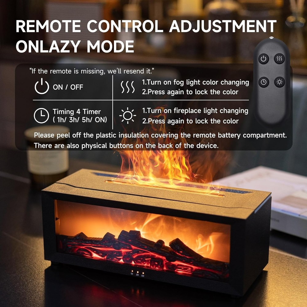 Fireplace Flame Air Diffuser Humidifier,7 Colors Aromatherapy Essential Oil Diff