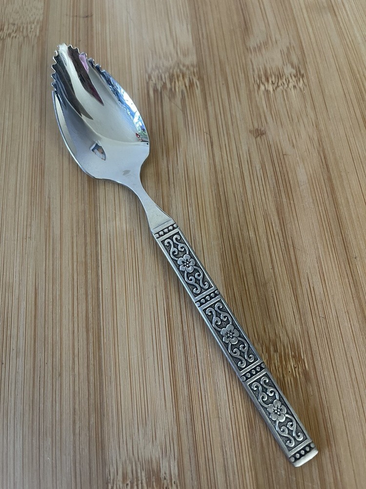 Oneida Community ISABELLA Stainless Black Floral Scroll GRAPEFRUIT SPOON 6"