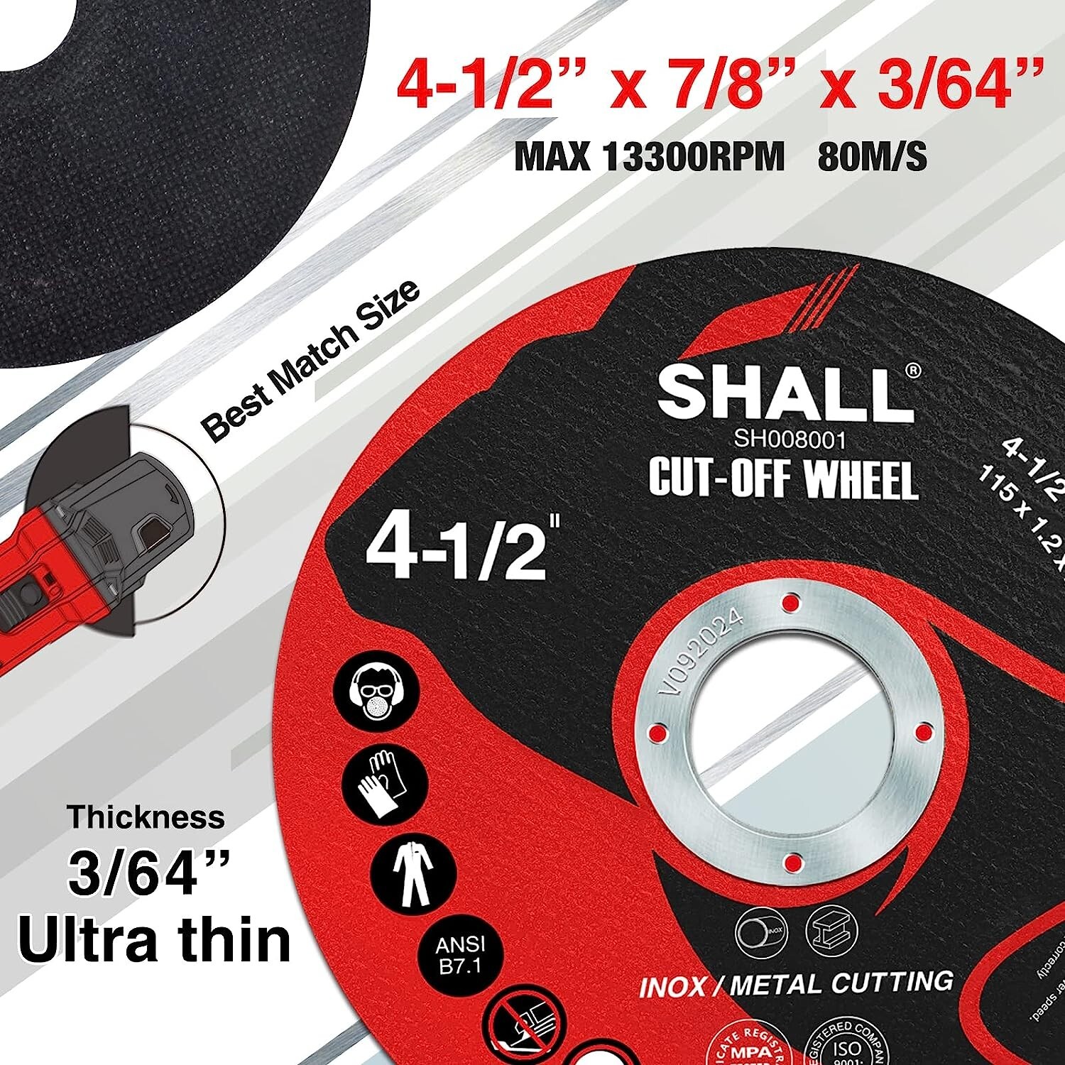 SHALL 50-Pack Cut Off Wheels 4 1/2 x 7/8 Inch`Angle Grinder Fast Cutting Disc US