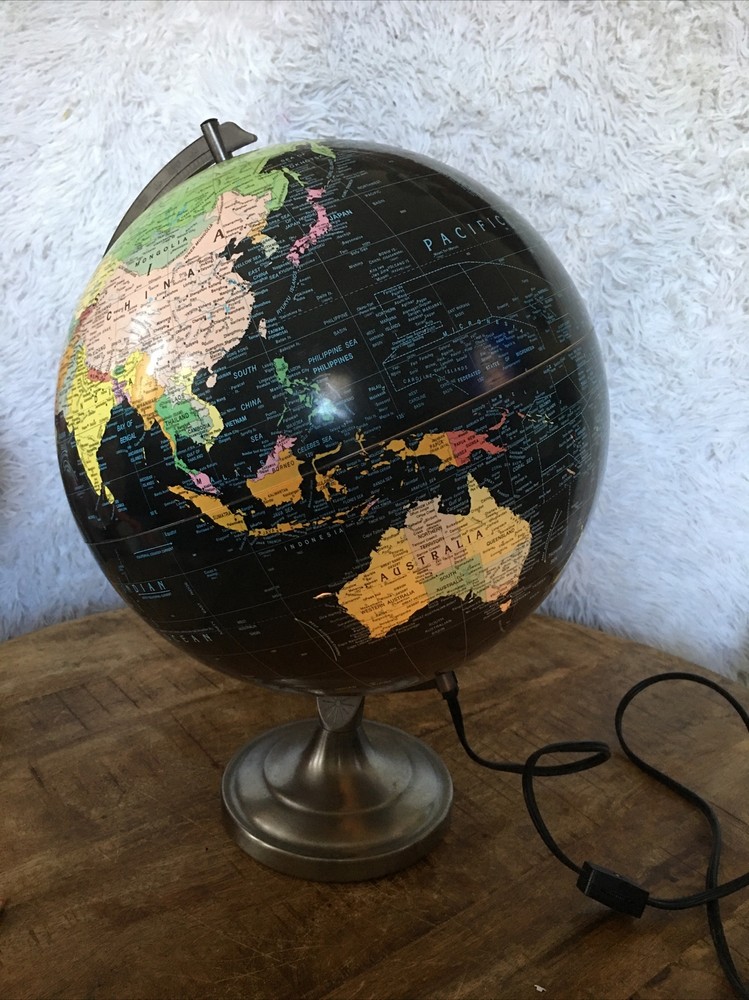 Vintage MCM Replogle Scanglobe 12" Diameter Lighted 30cm Needs Bulb Map Decor